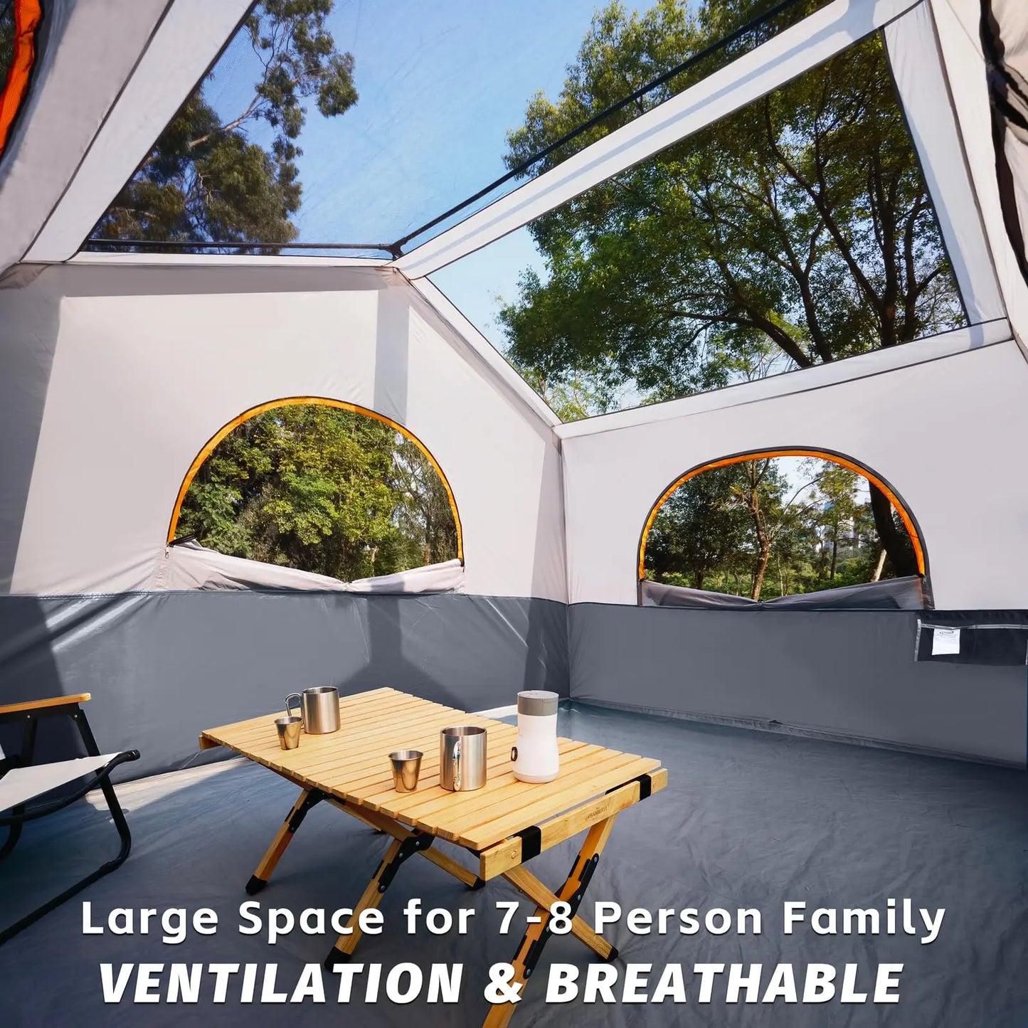 8 Person Camping Tent - for Camp, Windproof Fabric