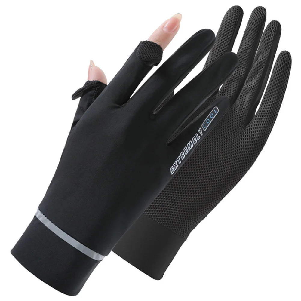 Lady Sunscreen Ice Silk Gloves for fishing
