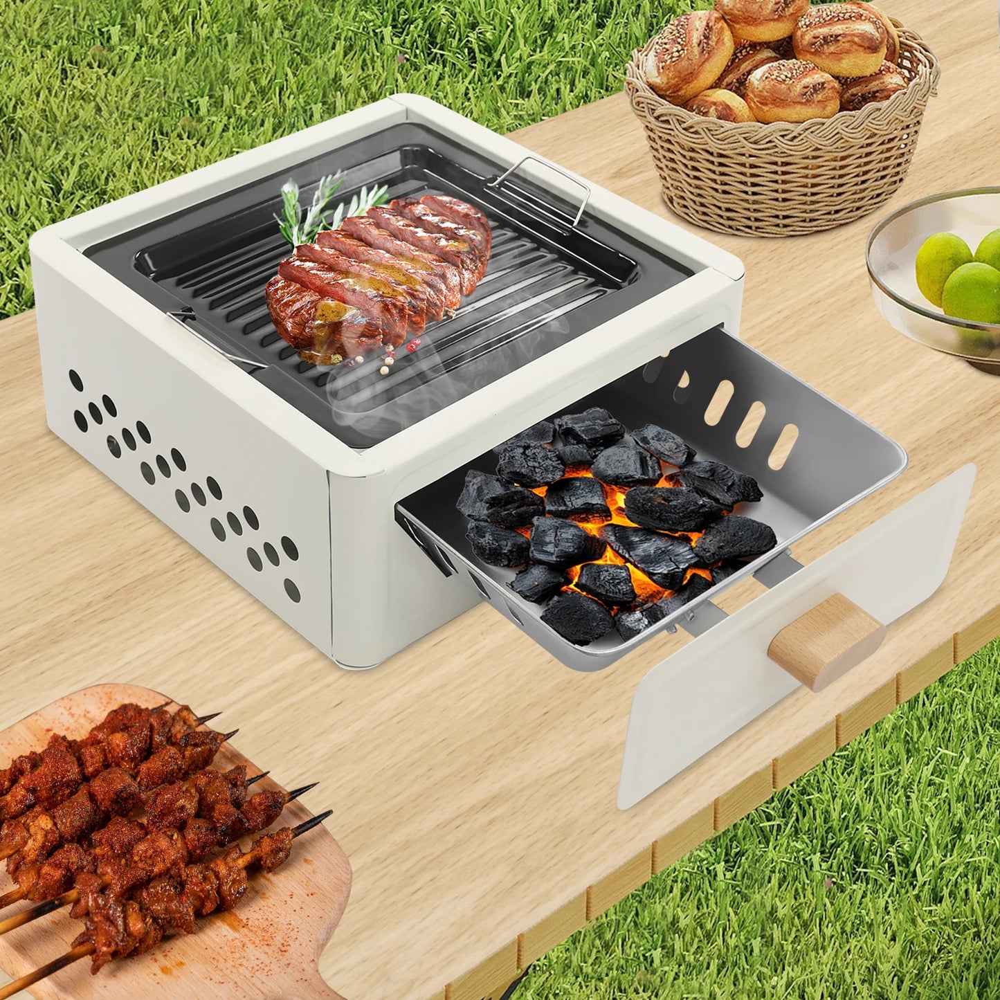 31*31*13.5cm Square Tabletop Barbecue Stove, For Camping