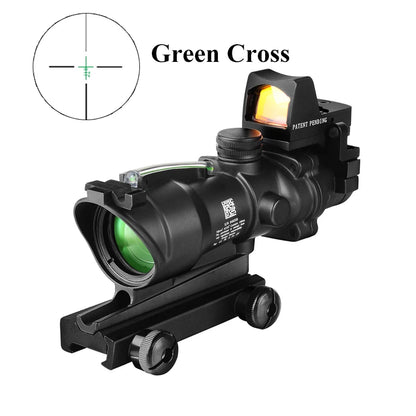 4X32 Real Fiber Optics Red Dot Illuminated Chevron Glass Etched Reticle Tactical Optical Scope