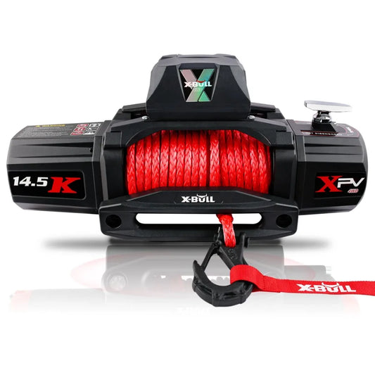 Electric Winch XPV 14500 LBS 12V Synthetic Red Rope for Towing