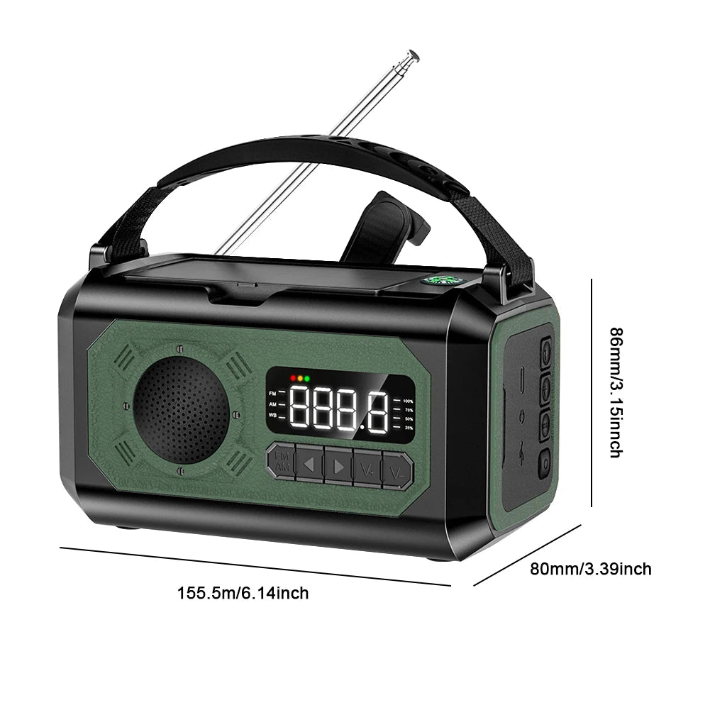 Solar Hand Crank AM/FM/NOAA Weather Radio with 2 Solar Panels  Radio and  Reading Lamp
