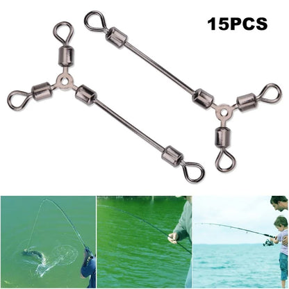 15Pcs Durable Y Shape 3 Way Rolling Swivels