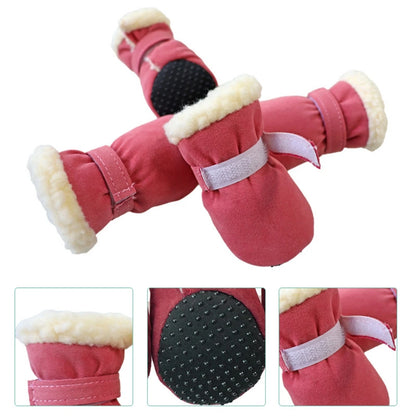 4Pcs Dog Snow Boots S-XL Soft with Non-Slip Soles
