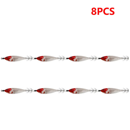 5.7g/8cm Squid Jig Baits Double Hook Glow In The Dark for Night Fishing