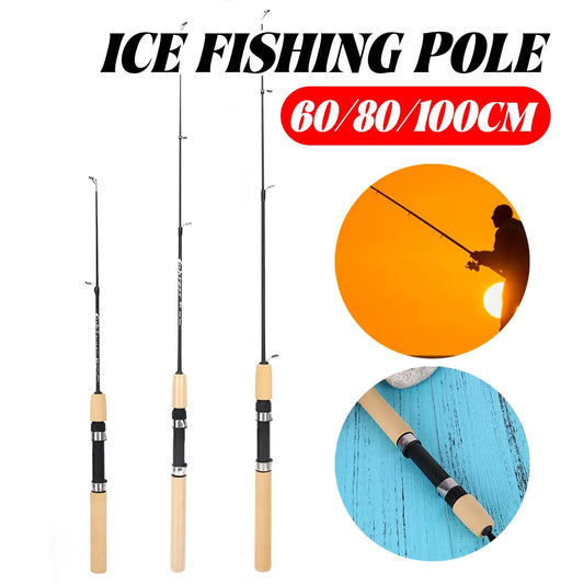 60/80/100cm Mini Telescopic Carbon Fiber ice fishing rod