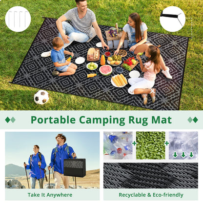 Outdoor Camping Rug Waterproof 6x9FT Reversible Stain & UV Resistant
