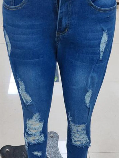 Skinny Jeans Stretch Ripped Denim Pants