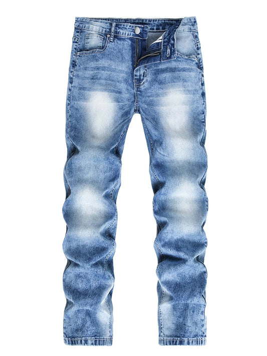 Men s Vintage  Fit Jeans Faded Washed Denim