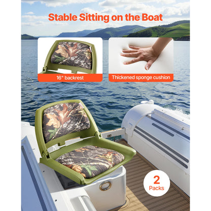 Boat Seat, Low Backrest, Folding Fishing Boat Seat with Thickened Sponge Cushion PP Frame,