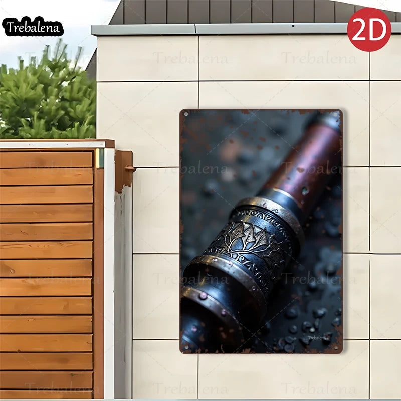 1PC 2D Flat 8*12inch Metal Sign Vintage Steampunk Telescope