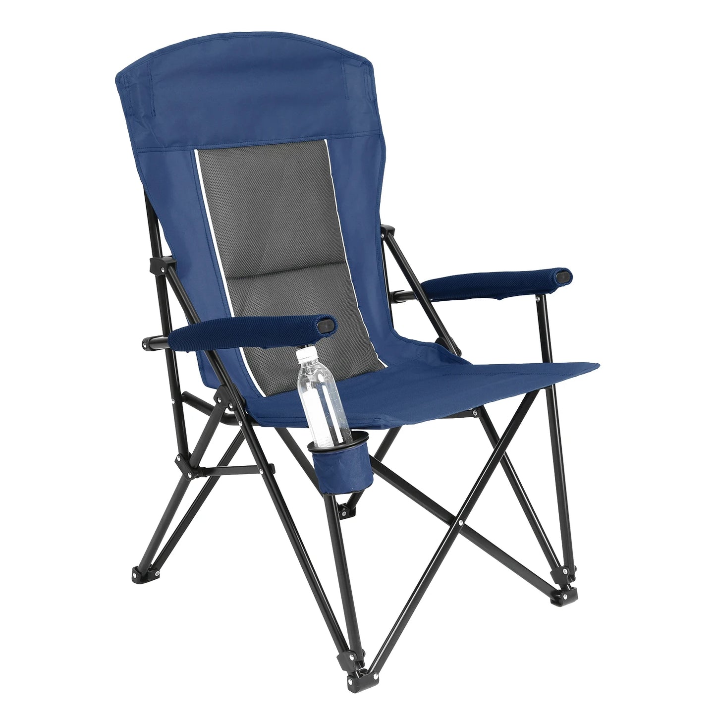 Outdoor Camping Chair, Portable Folding Lounge Moon Chair With Armrests,
