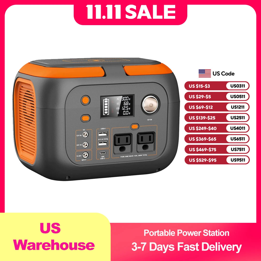 300W Portable Power Station 260Wh/70000mAh Outdoor Solar Generator 110V Outlet Solar Power Banks