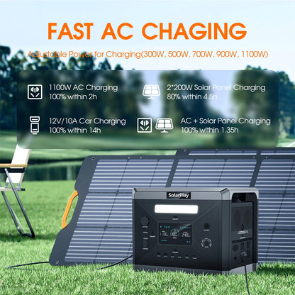 675000mAh  Power Station 2400W  2160Wh  Solar Generator LiFePo4 Batteries