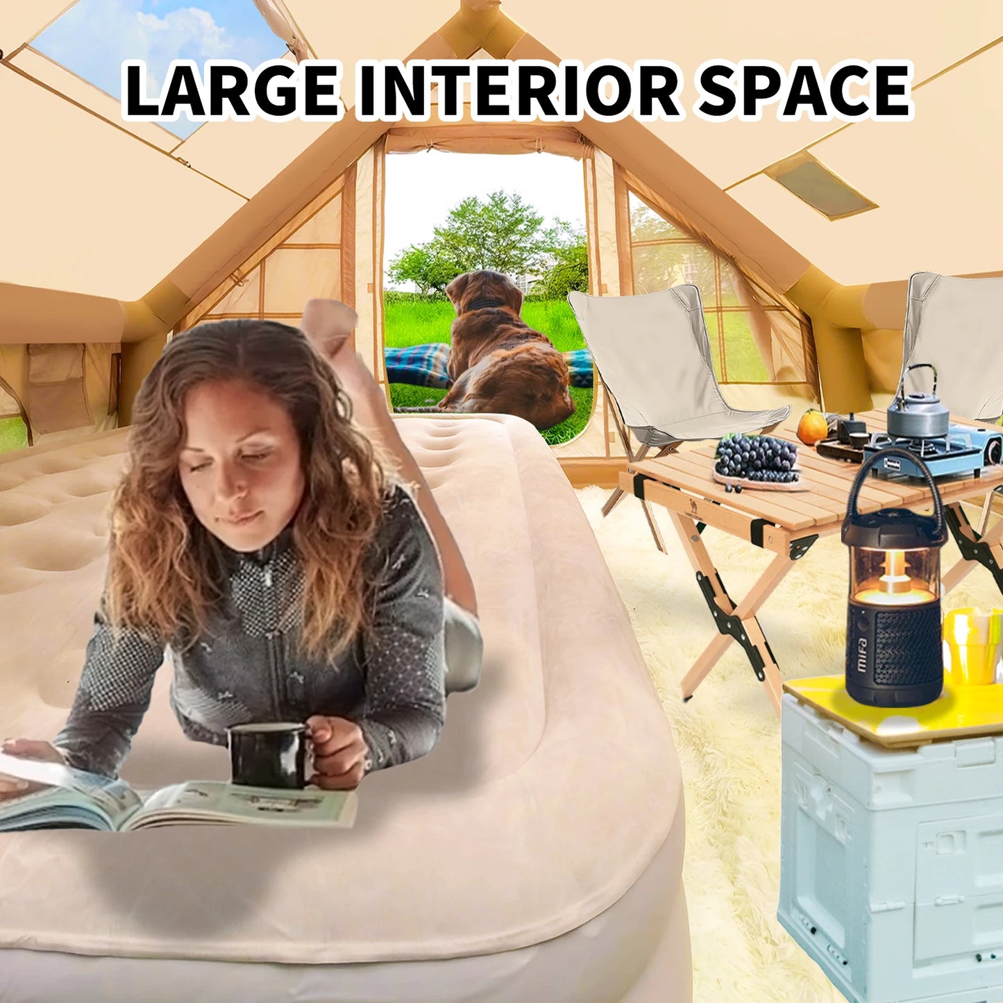 Inflatable Tent with Pump, Waterproof , Easy Setup with Mesh Windows