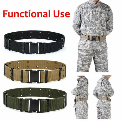 Tactical Canvas Pants Belt Double Hole Belt Military Quick Release Pistol Belt