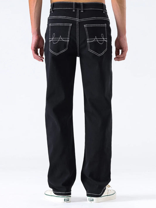 Men s Vintage  Fit Jeans Faded Washed Denim