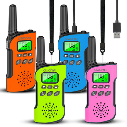 4 Walkie Talkies  Rechargeable  , Long Range Flashlight 8 Channel, USB Type C