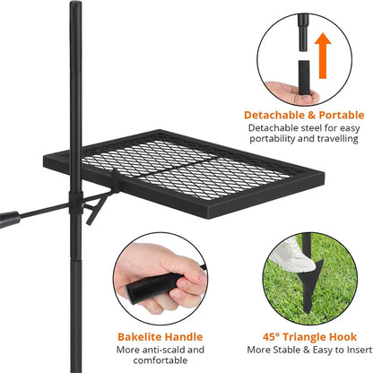 Swivel Campfire Heavy Duty Stainless Steel , Grill Grate, Portable Camping Essentials