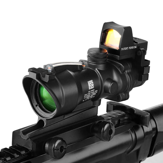 4X32 Real Fiber Optics Red Dot Illuminated Chevron Glass Etched Reticle Tactical Optical Scope