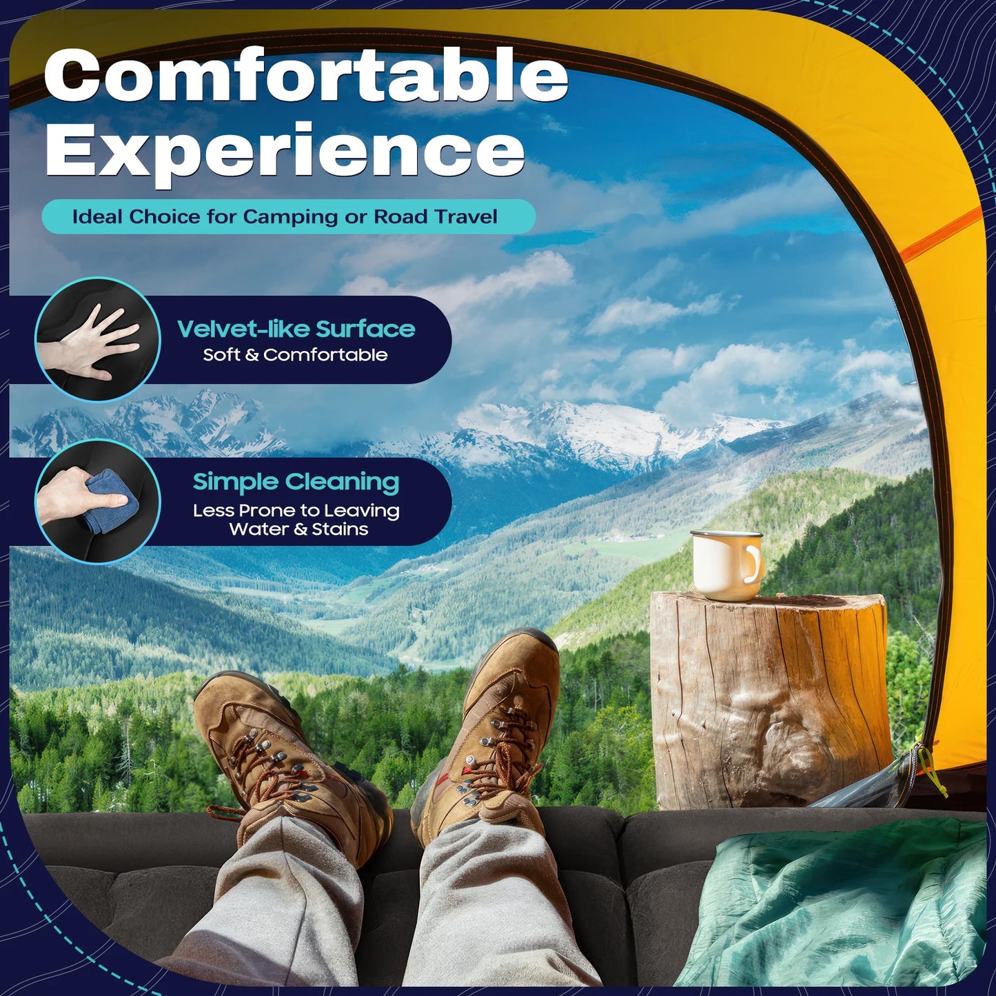 Universal Inflatable Car Bed Mattress Set w Air Pump  for  Trunk Back Seat Camping