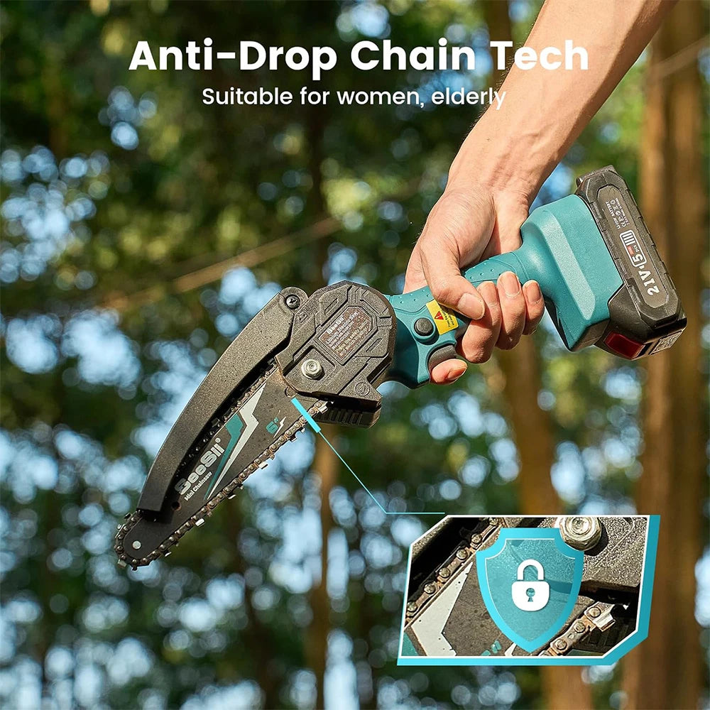 Mini Chainsaw Cordless 6-inch Handheld Electric Power Chain Saw