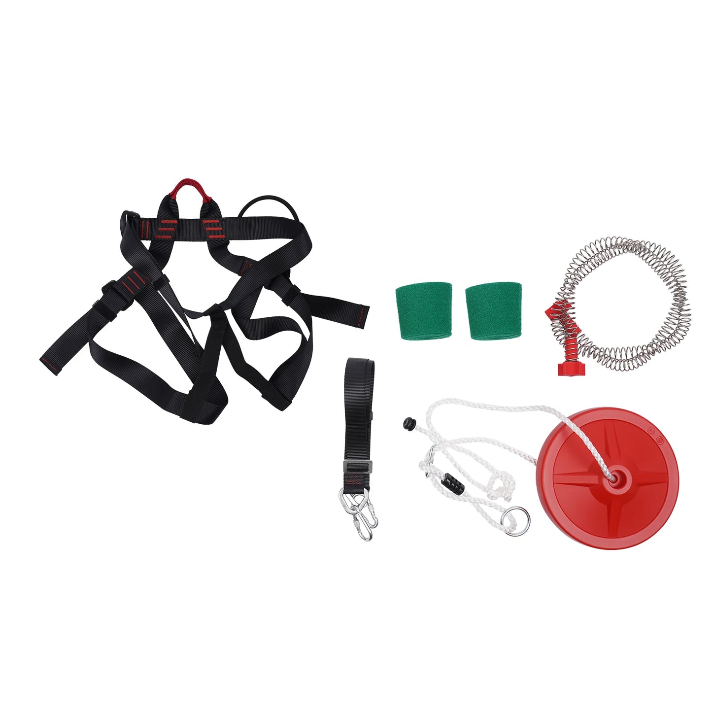Complete Zipline Kit – 160ft Cable with Safety Harness, Spring Brake, and Mounting Gloves