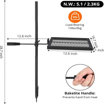 Swivel Campfire Heavy Duty Stainless Steel , Grill Grate, Portable Camping Essentials