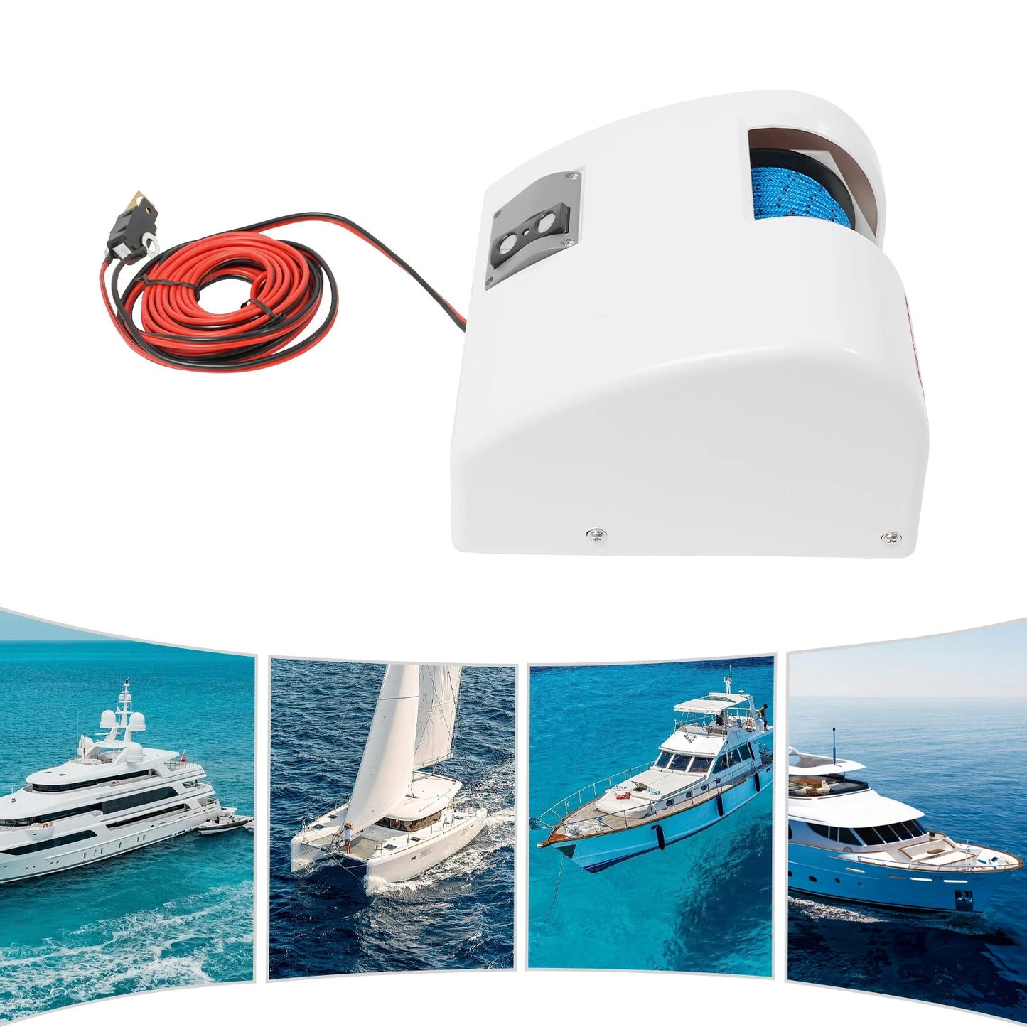 Electric Anchor 12V Saltwater Boat Anchor Winch IP65 Waterproof Powerful Rope Lowering and Retraction for Boats