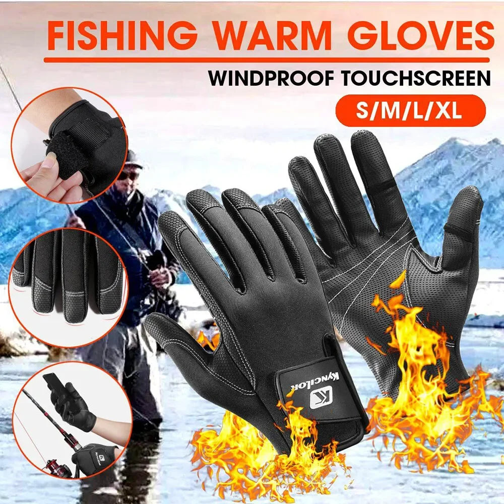 Winter Fingerless Fishing Gloves for Men Women Cold Weather Windproof Touchscreen Warm