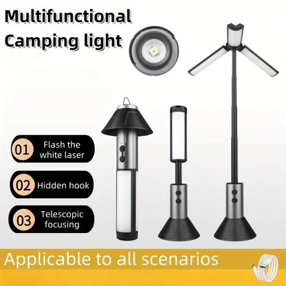 Retractable Outdoor Camping Light - | USB-Rechargeable, Portable Stand