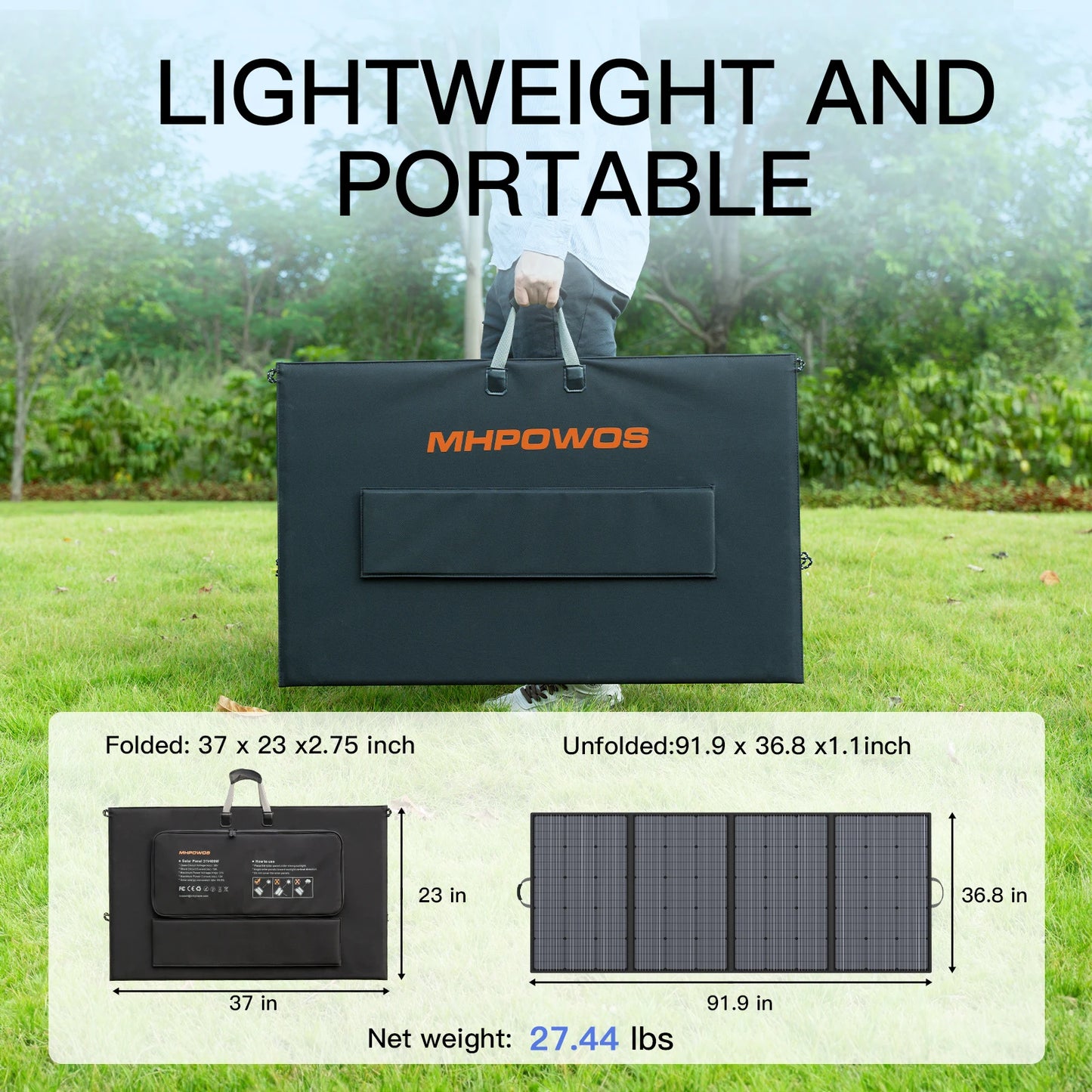 400W Solar Panel, Lightweight Foldable  with  Adjustable Kickstand,