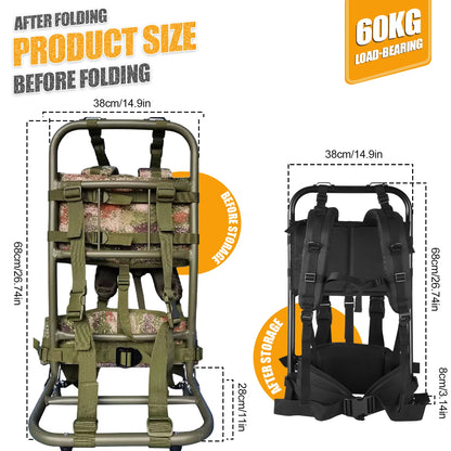 Camping Backpack External Frame  Portable Foldable Hunting Carrier Bag Holder