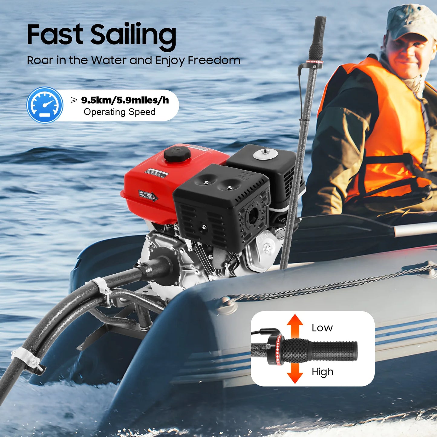 420cc Outboard Motor Fishing Boat Engine  3600rpm for Small Boats