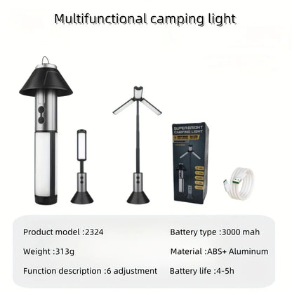 Retractable Outdoor Camping Light - | USB-Rechargeable, Portable Stand