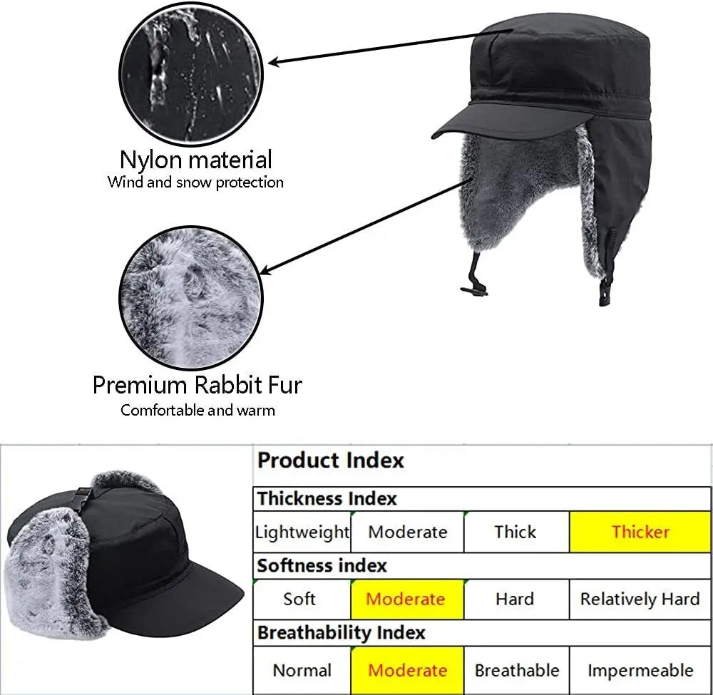 Winter Warm Earflap Fleece Hat with Visor for  Hunting  for Men and  Women