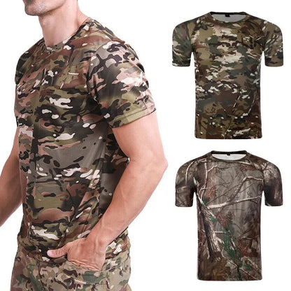 Mens  Breathable Short Sleeve T-Shirt Quick-Dry Sports Fashion