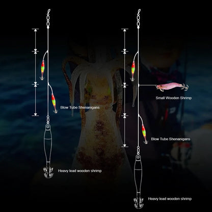 Luminous UV Blowing Fishing Lure  Artificial Bait Squid Jig for Sea Fishing