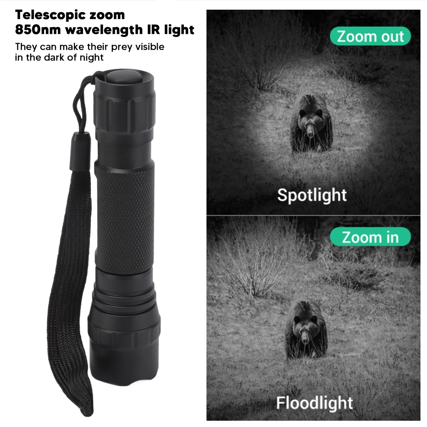 Flashlight Infrared  Zoomable for Hunting, Night Vision Camera Device