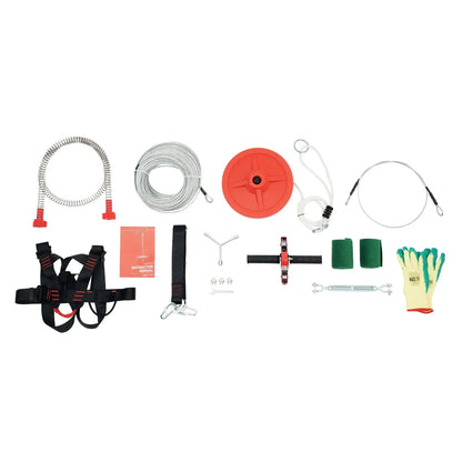 330lbs Quick Set up Zipline, Spring Brake and Safety Harness