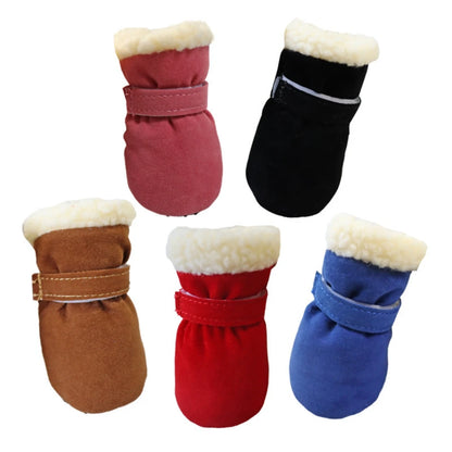4Pcs Dog Snow Boots S-XL Soft with Non-Slip Soles