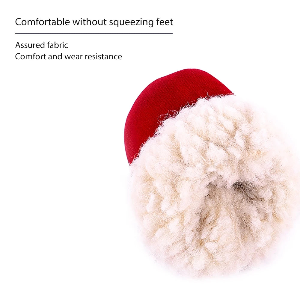 4Pcs Pet Dog Snow Boots Warm Plush Dog Shoes S-XL Soft with Non-Slip Soles