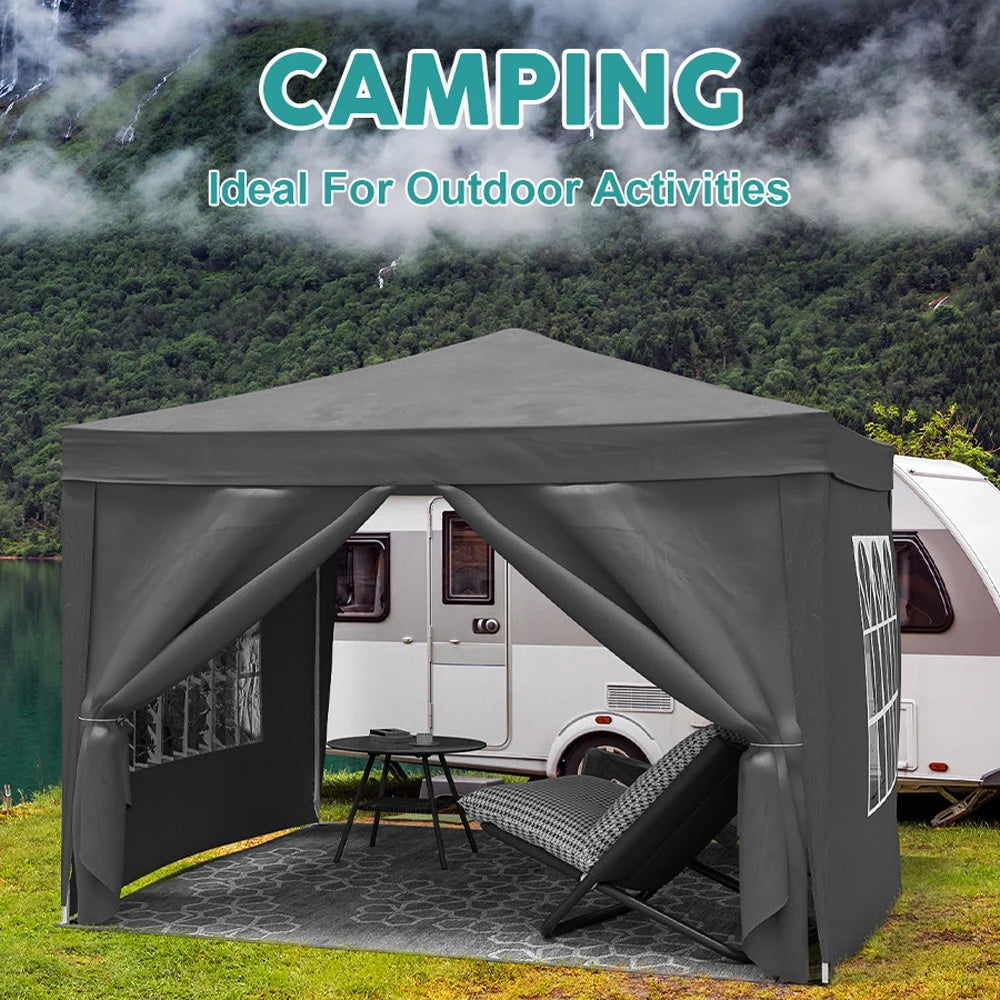 10'x10' Folding Canopy with 4 Removable Sidewalls  Gazebo Portable Tent