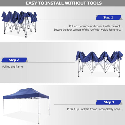 10x15 Pop Up Canopy without Sidewall, Heavy Duty Canopy All Season Wind Waterproof