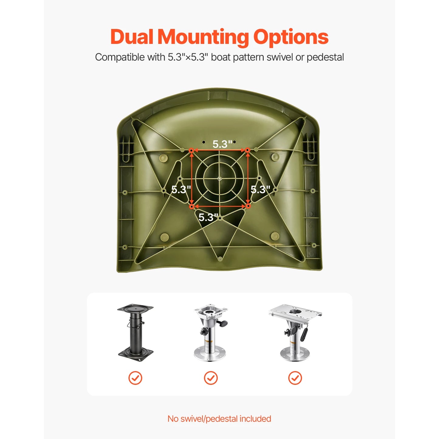 Boat Seat, Low Backrest, Folding Fishing Boat Seat with Thickened Sponge Cushion PP Frame,