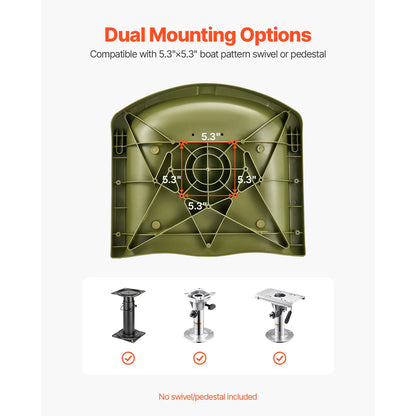 Boat Seat, Low Backrest, Folding Fishing Boat Seat with Thickened Sponge Cushion PP Frame,