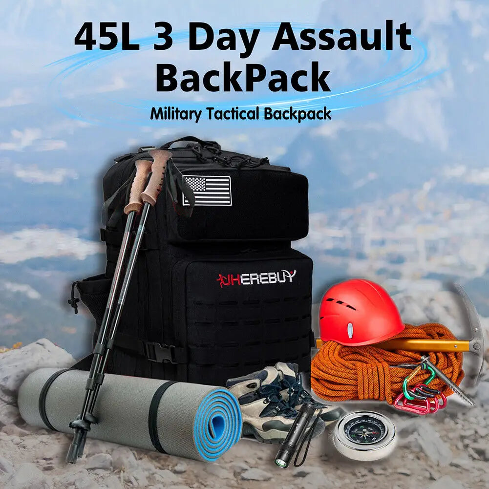 45L Military Tactical Backpack Molle Rucksack