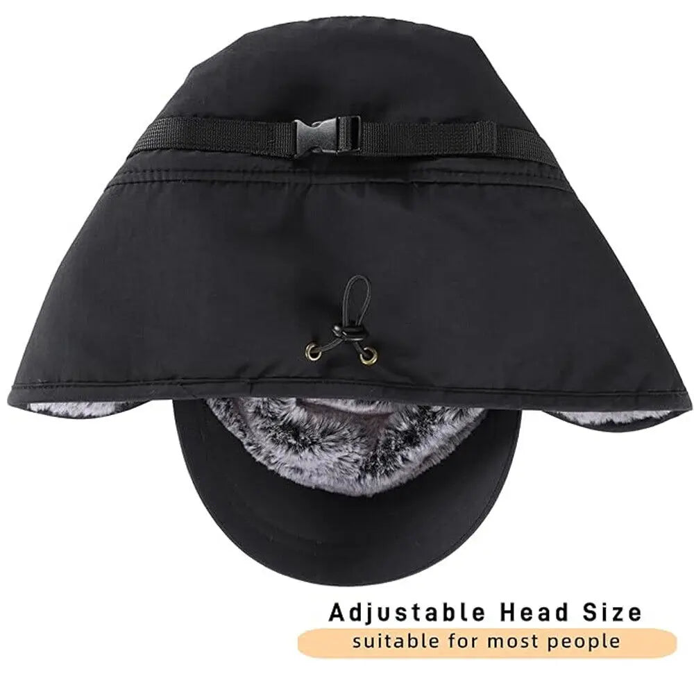 Men's Winter Hat with Visor Warm Earflaps