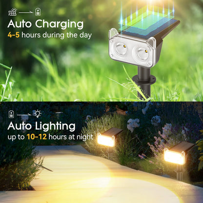 2/4 Pack Solar Spot Lights, Auto On/Off, 2 Modes Outdoor  Light