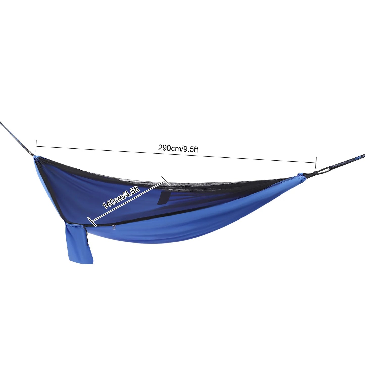 Blue Camping Hammock (2.9*1.4 m) with Blue Waterproof Sun Shelter
